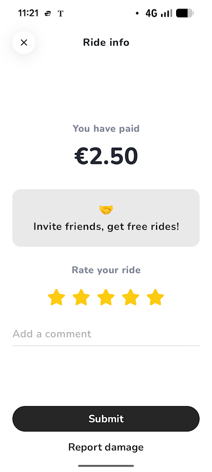 Ride info summary in MOBY Move